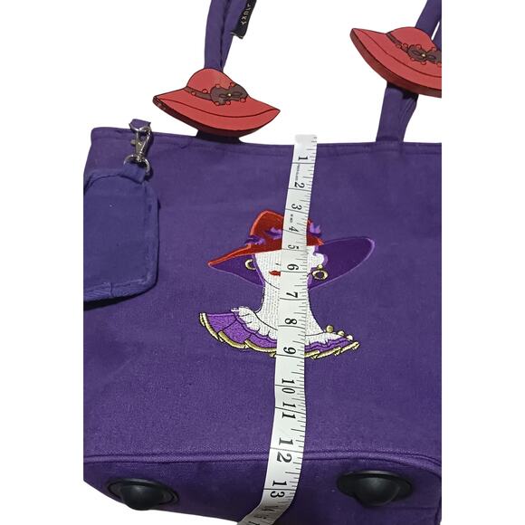 Get Lucky Purple Red Hat Lady 13x12×6 Messenger Shoulder Bag Purse with 2 Straps - Picture 4 of 10